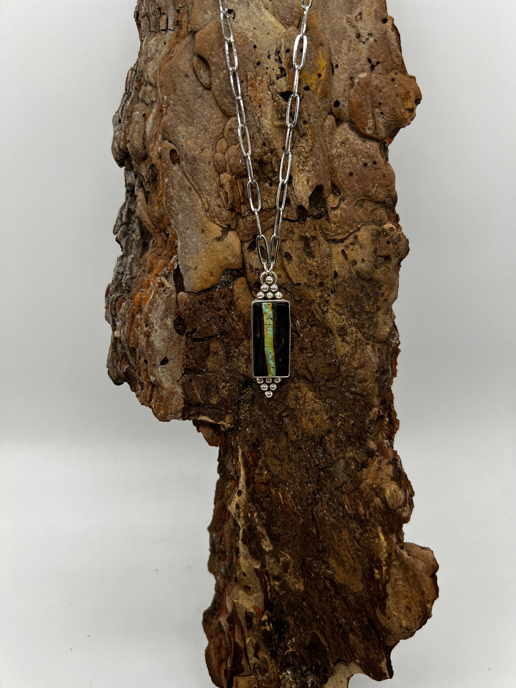 Hubei Bamboo Mtn Turquoise Rectangle Necklace