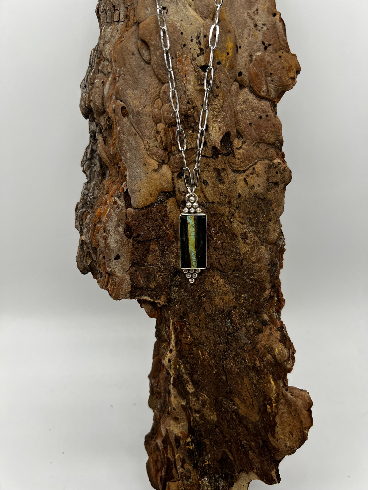 Hubei Bamboo Mtn Turquoise Rectangle Necklace