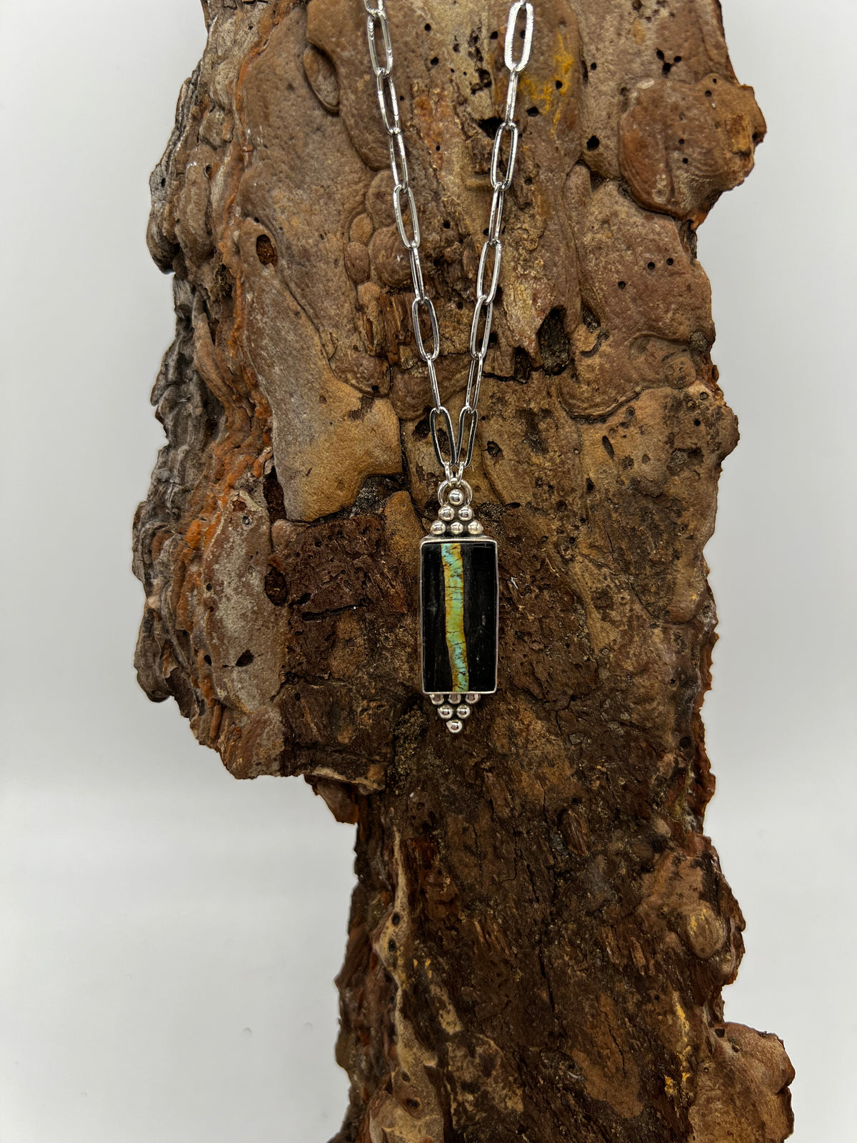Hubei Bamboo Mtn Turquoise Rectangle Necklace