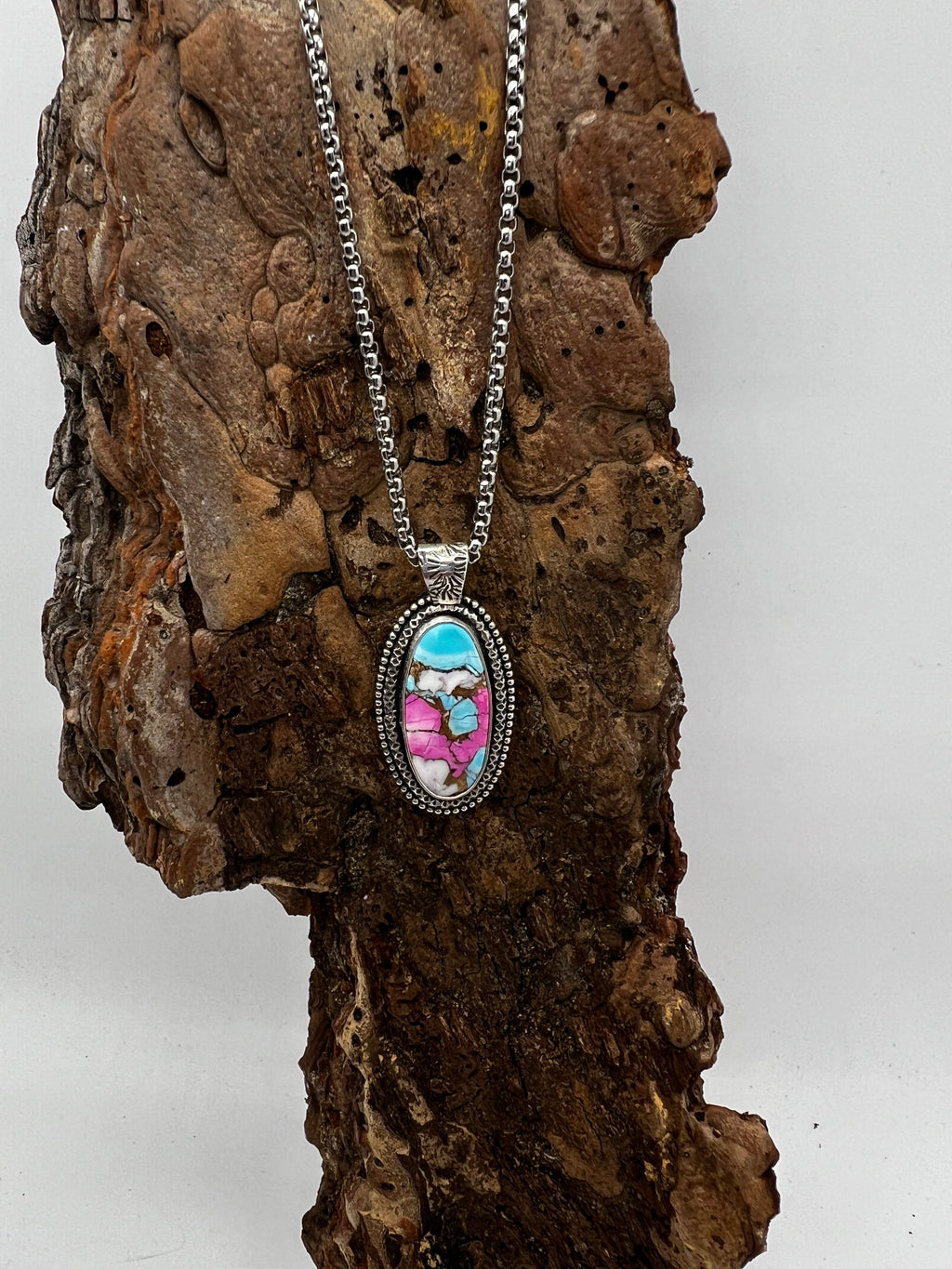 Cotton Candy Turquoise Oval Statement Necklace