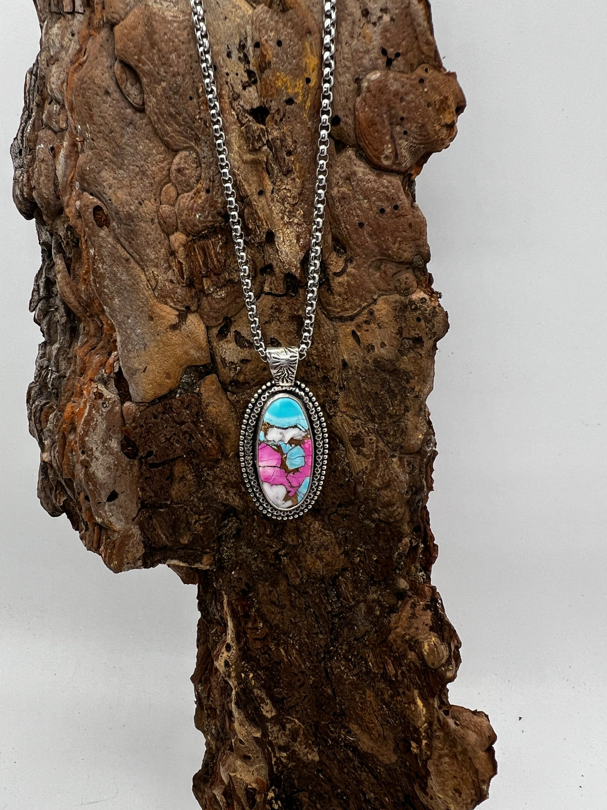 Cotton Candy Turquoise Oval Statement Necklace