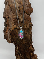 Cotton Candy Turquoise Oval Statement Necklace