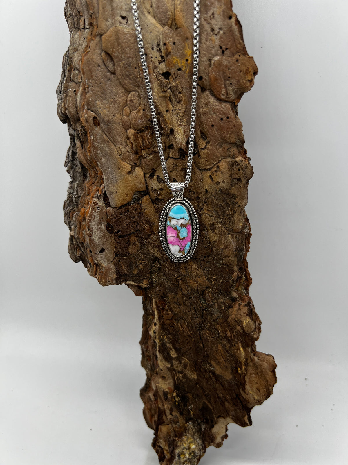 Cotton Candy Turquoise Oval Statement Necklace