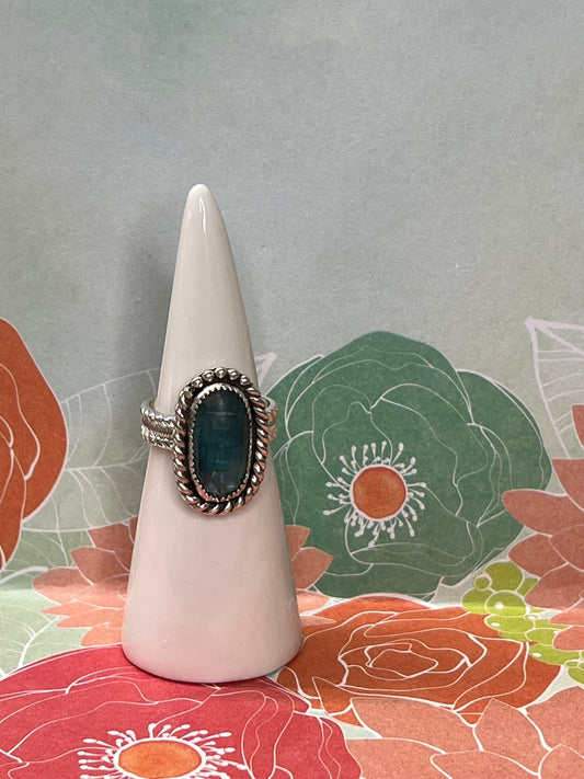 Spring Bloom Oval Teal Kyanite Ring (Size 8)