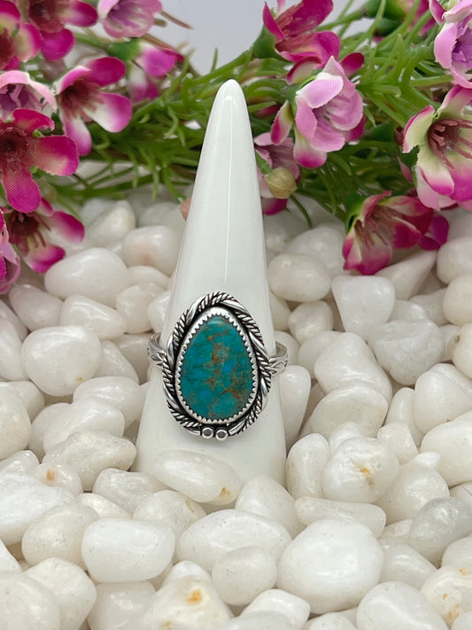 Hubei Turquoise Pear Shaped Ring - Size 12