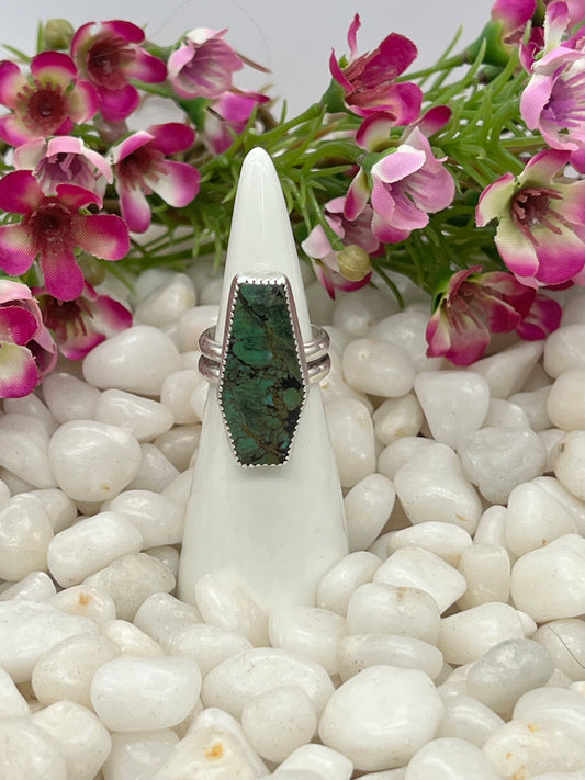 Bao Canyon Turquoise Coffin Shape Statement Ring - Size 6