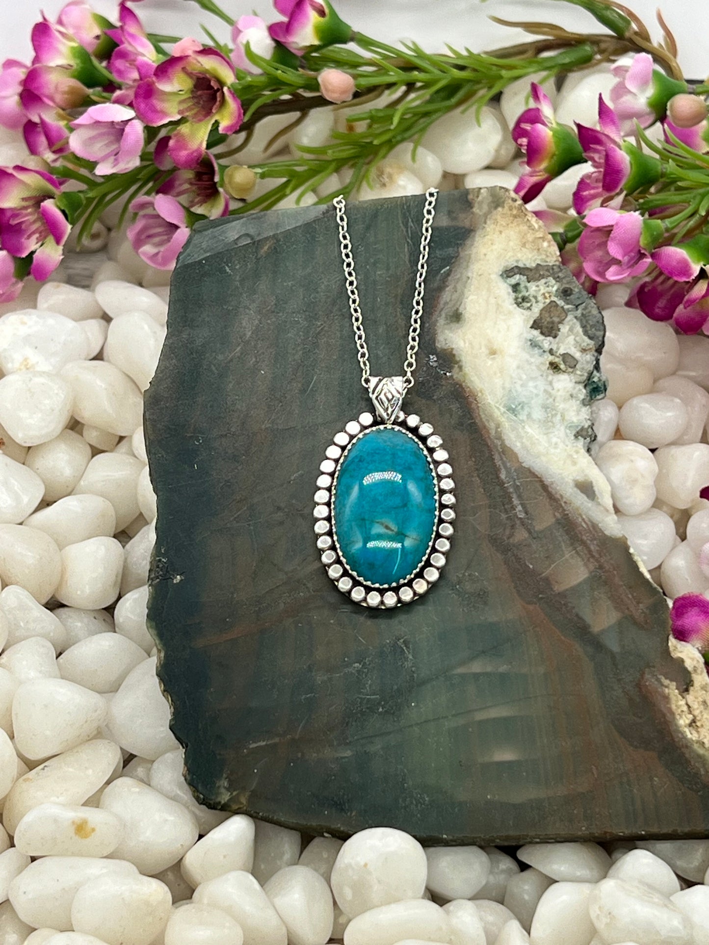 Hubei Turquoise Large Oval Statement Necklace