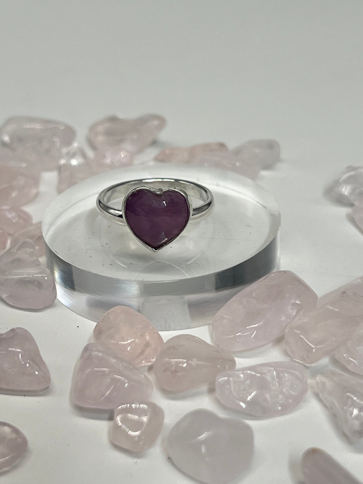 Pink Sapphire Heart Ring - Size 6.5