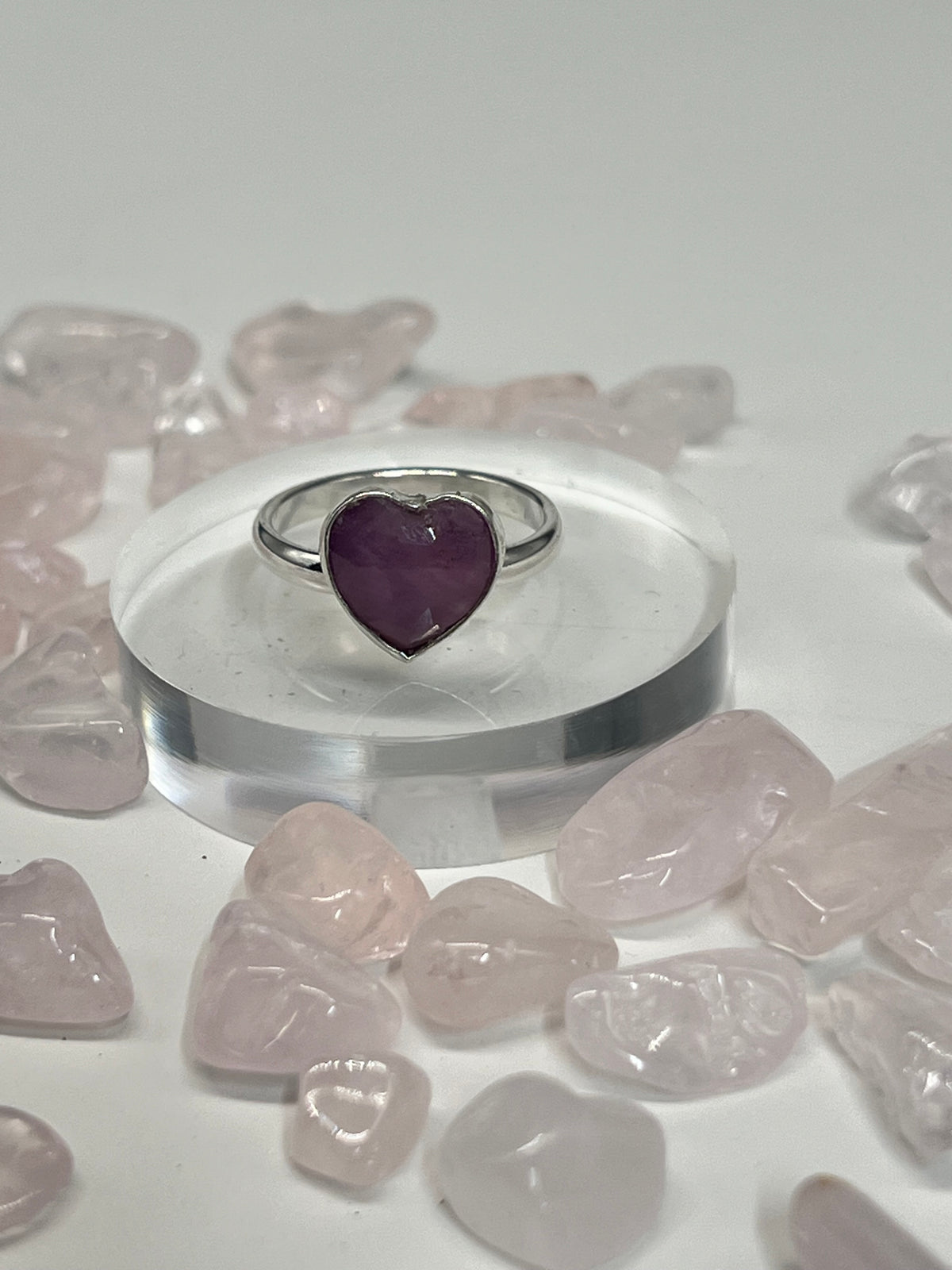 Pink Sapphire Heart Ring - Size 6