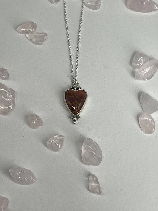 Pink Opal Heart w/ Beads