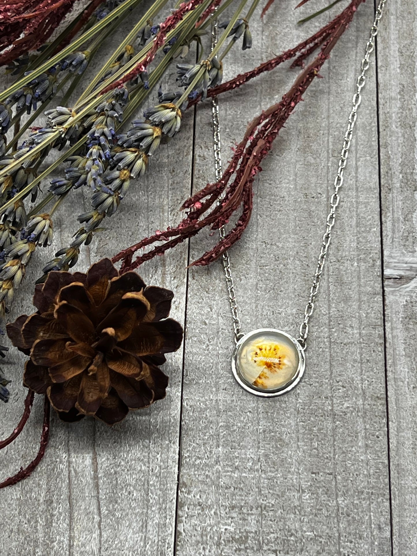 Dendritic Agate Round “Dandelion Wisher” Necklace