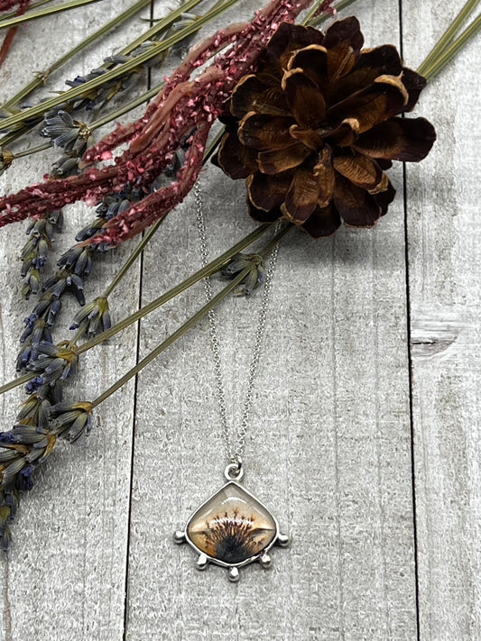 Dendritic Agate Round Triangular Necklace