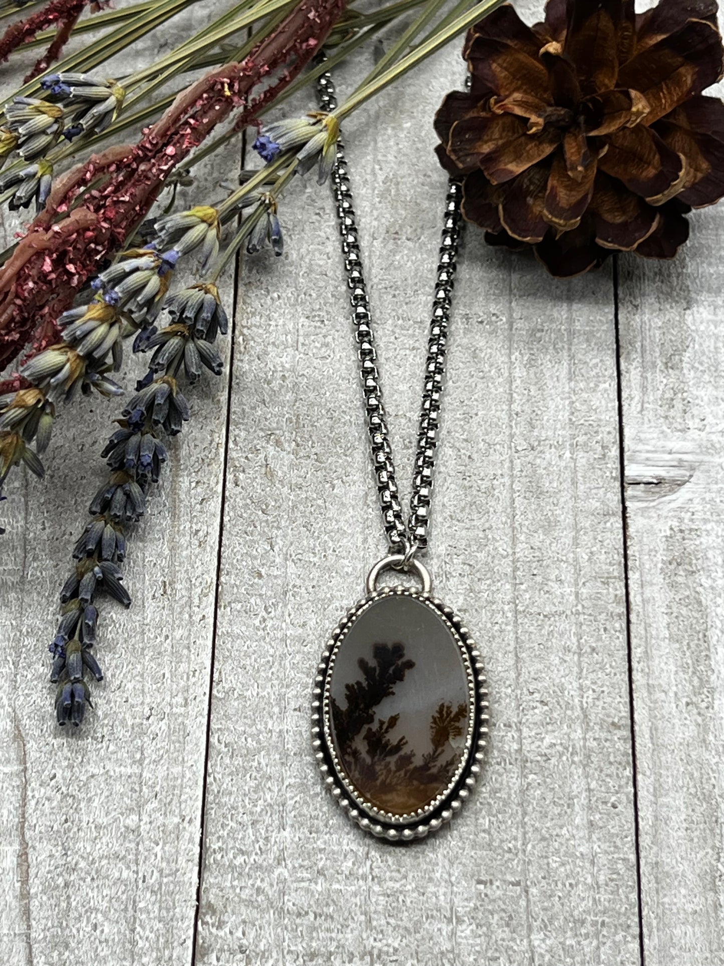 Dendritic Agate Large Oval Necklace