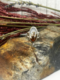 Dendritic Agate Elongated Oval - Brown Vine w/ Golden Blooms - Size 7.25