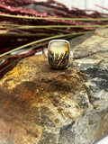 Dendritic Agate Elongated Square Ring - Size 8