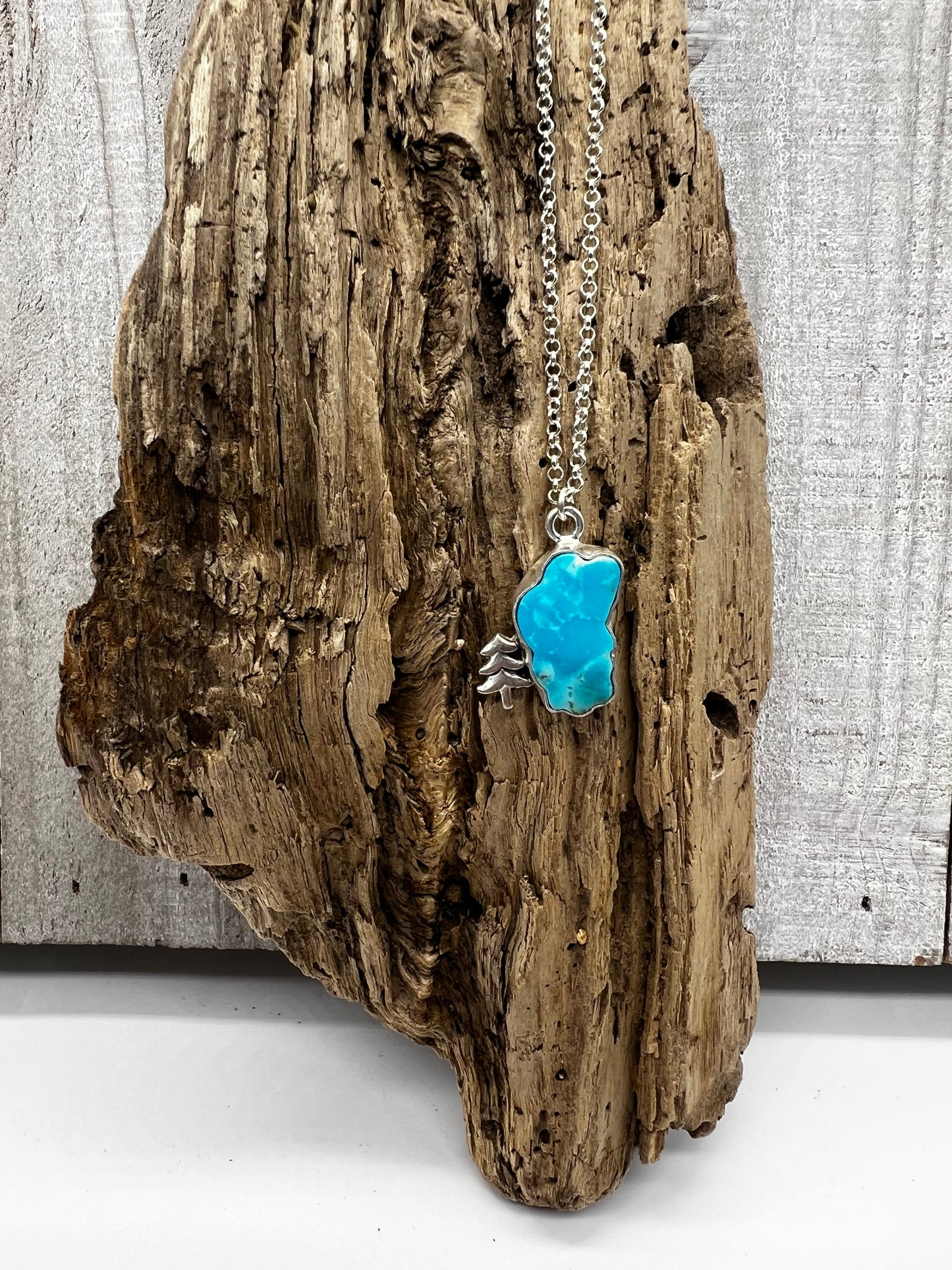 Lake Tahoe Kingman Turquoise w/Tree Necklace