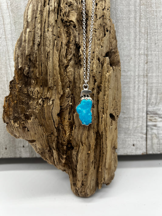 Lake Tahoe Kingman Turquoise w/Bear Necklace