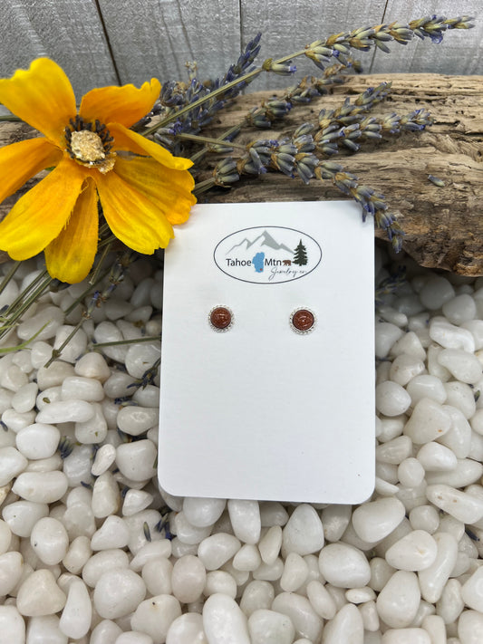 Goldstone Beaded Sterling Silver Studs