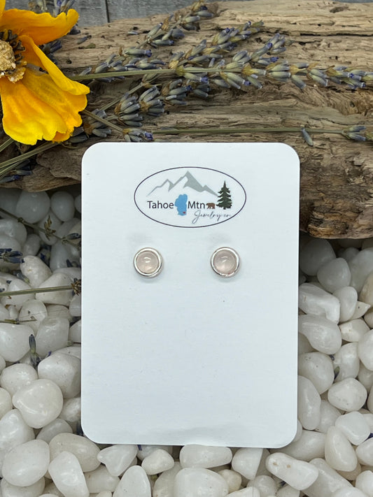 Rose Quartz Sterling Silver Studs