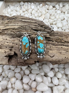Nevada No. 8 Turquoise Elongated Oval Dangle Earrings