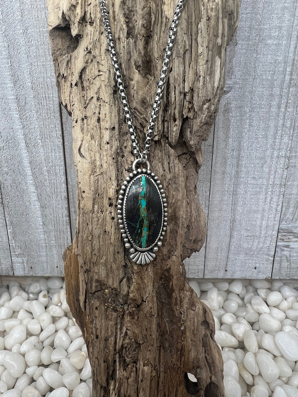 Blackjack Turquoise Oval Statement Necklace