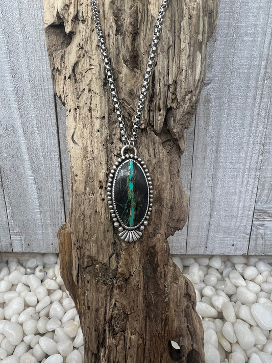 Blackjack Turquoise Oval Statement Necklace
