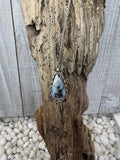 Dendritic Agate Elongated Teardrop Necklace