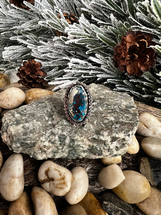 Persian Turquoise with Pyrite Oval Scalloped Beaded